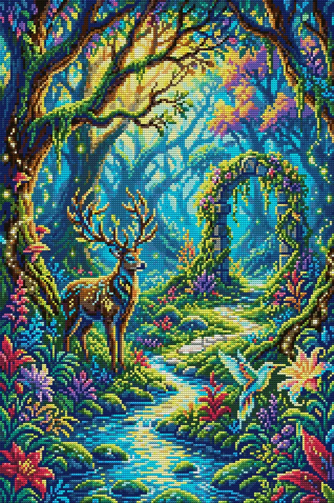 Enchanted Forest Gateway, 40x60 cm timanttimaalaus – koko kuvion esikatselu ilman lähikuvaa