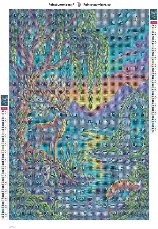 Enchanted Forest Twilight Scene timanttimaalauksen liimapintainen canvas 40x60cm