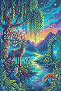 Thumbnail for Enchanted Forest Twilight Scene, 40x60 cm timanttimaalaus – lopullisen kuvion esikatselu