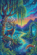 Thumbnail for Enchanted Forest Twilight Scene, 40x60 cm timanttimaalaus – koko kuvion esikatselu ilman lähikuvaa