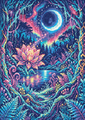 Thumbnail for Enchanted Lotus Moonlit Forest, 50x70 cm timanttimaalaus – lopullisen kuvion esikatselu