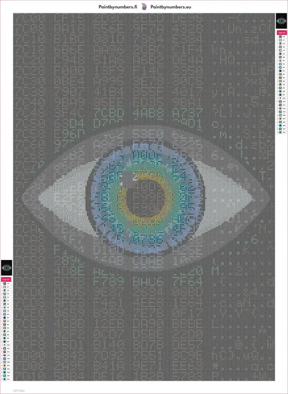 Eye in the Hex Dump timanttimaalauksen liimapintainen canvas 50x70cm