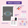 Thumbnail for Eye in the Hex Dump 50x70cm timanttimaalauspaketin sisältö: liimapintainen canvas, värikartta, työkalut ja timanttipussit