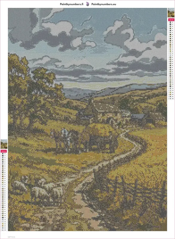 Farmhouse Road timanttimaalauksen liimapintainen canvas 50x70cm
