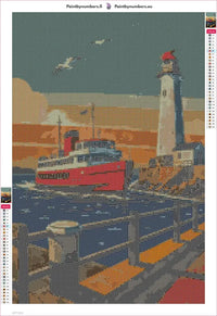 Thumbnail for Ferry and Lighthouse timanttimaalauksen liimapintainen canvas 40x60cm