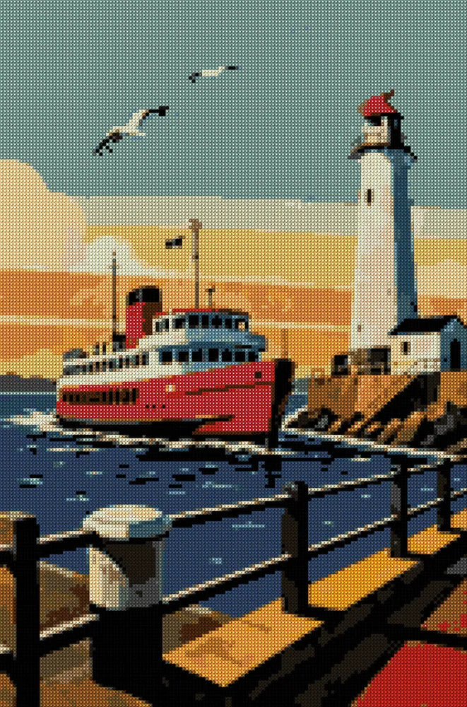 Timanttikuvio - Ferry and Lighthouse