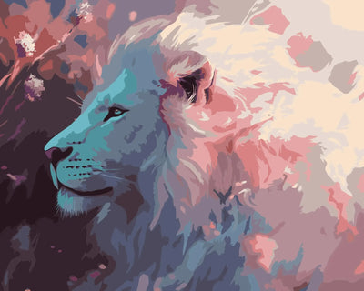 Pastel Lion -numeromaalaus – pastellisävyinen leijona