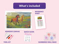 Thumbnail for Field Gallop 60x40cm timanttimaalauspaketin sisalto: liimapintainen canvas, varikartta, tyokalut ja timanttipussit