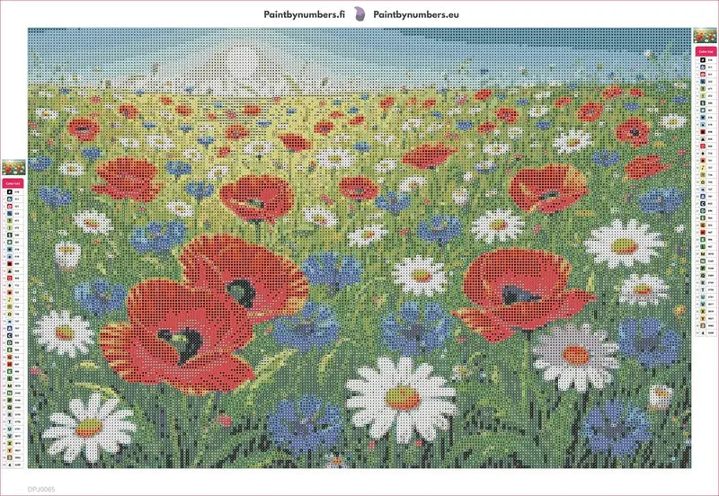 Field of Poppies timanttimaalauksen liimapintainen canvas 60x40cm