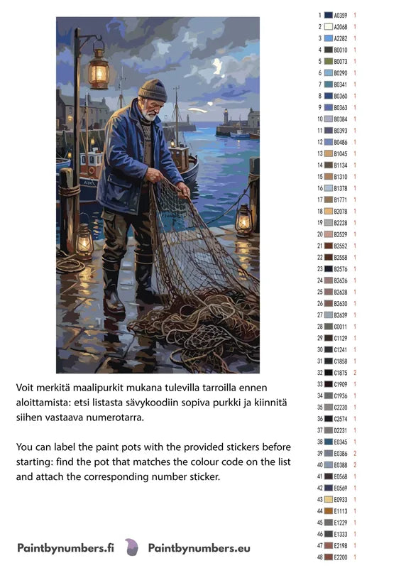 Värikartta ja ohjeet - Fisherman by Harbor 40x70cm