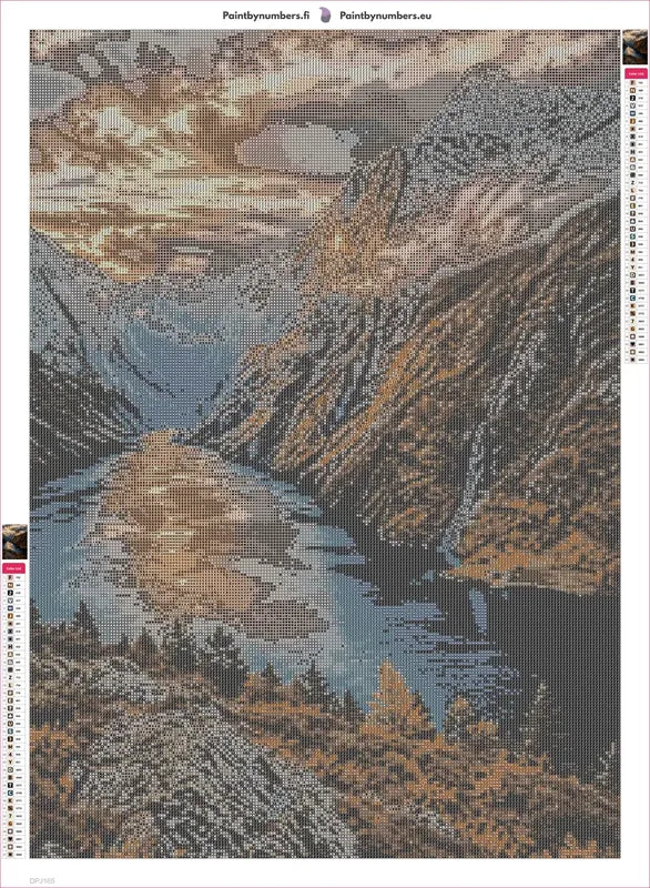 Fjord Canyon timanttimaalauksen liimapintainen canvas 50x70cm