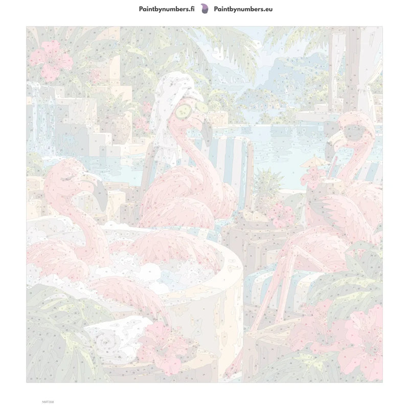 Numeromaalaus: Numeroitu kangas - Flamingo Spa Day 50x50cm