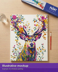 Thumbnail for Valmiin numeromaalauksen havainnekuva - Floral Deer Spirit 40x50cm