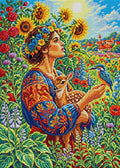 Thumbnail for Floral Maiden With Fawn and Bird, 50x70 cm timanttimaalaus – koko kuvion esikatselu ilman lähikuvaa