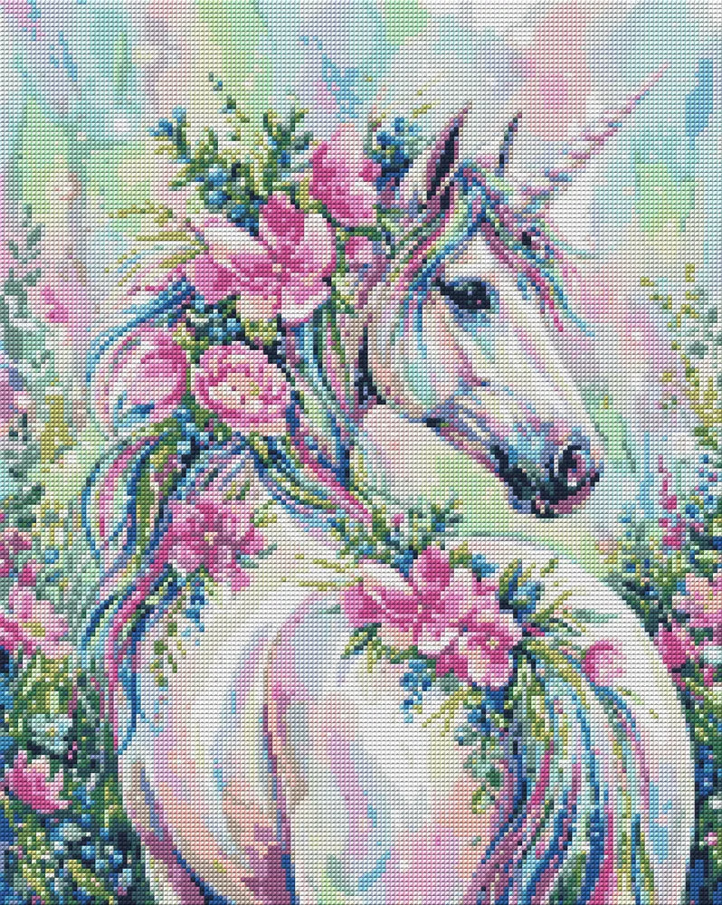 Timanttikuvio - Floral Unicorn