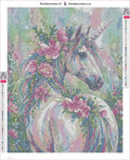 Thumbnail for Floral Unicorn timanttimaalauksen liimapintainen canvas 40x50cm