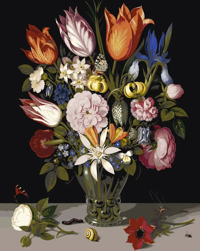 Flowers in a Glass numeromaalaus - Ambrosius Bosschaert