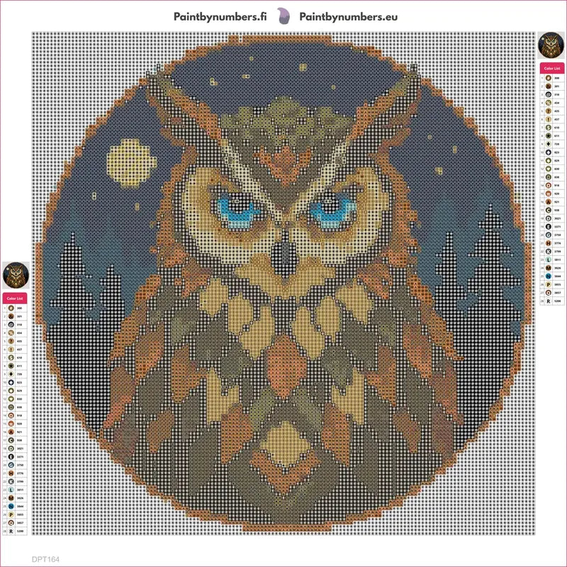 Forest Owl timanttimaalauksen liimapintainen canvas 40x40cm