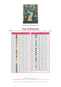 Thumbnail for Fox Cloisonne timanttimaalauksen värikartta – 39 DMC-väriä