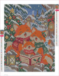Thumbnail for Fox Family Christmas Carols timanttimaalauksen liimapintainen canvas 30x40cm