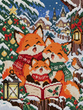 Thumbnail for Fox Family Christmas Carols, 30x40 cm timanttimaalaus – koko kuvion esikatselu ilman lähikuvaa