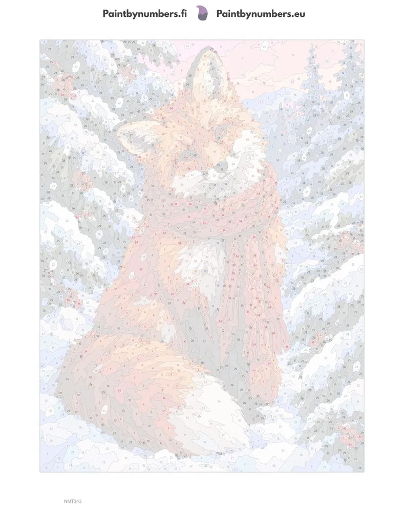 Numeromaalaus: Numeroitu kangas - Fox in a Red Scarf 30x40cm