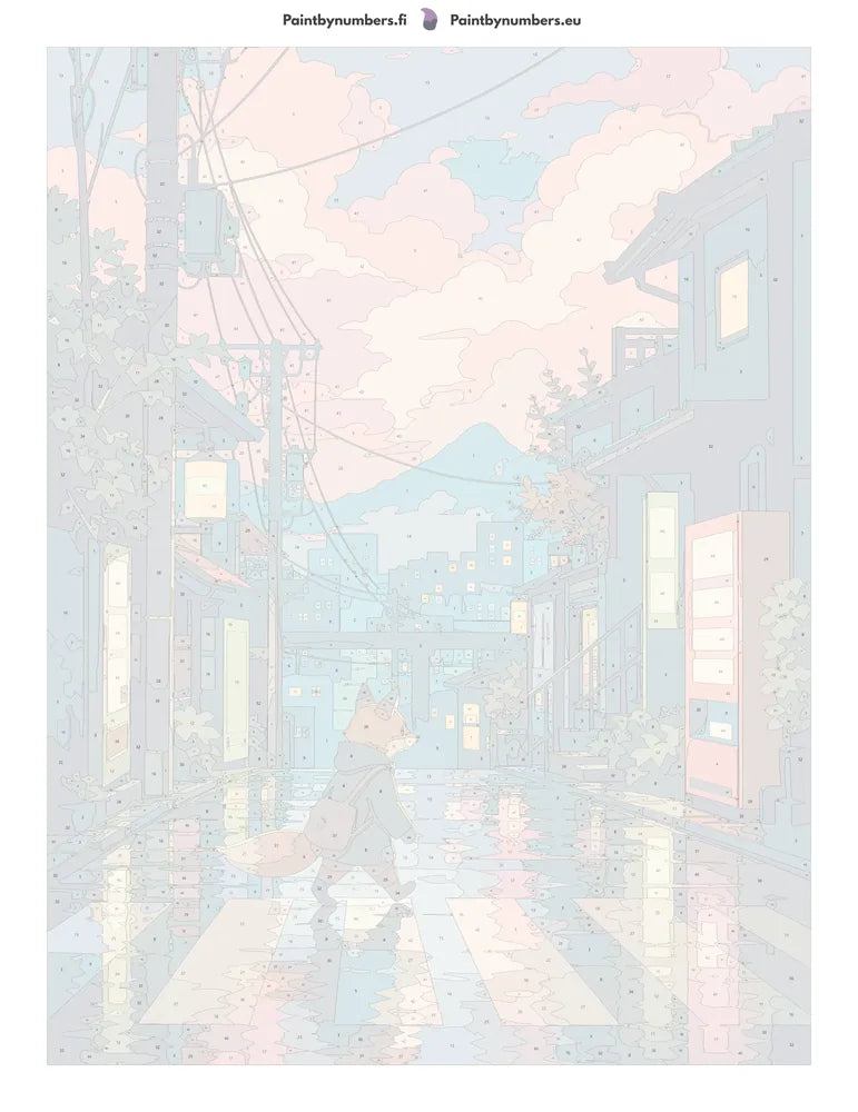 Numeroitu kangas - Fox Walking in City Street 60x80cm