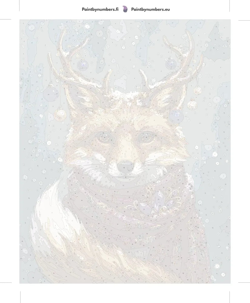 Numeroitu kangas - Fox with Antlers and Scarf 40x50cm
