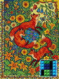 Thumbnail for Foxes in Wildflower Meadow, 60x80 cm timanttimaalaus – lopullisen kuvion esikatselu ja lähikuva neliönmuotoisista timanteista