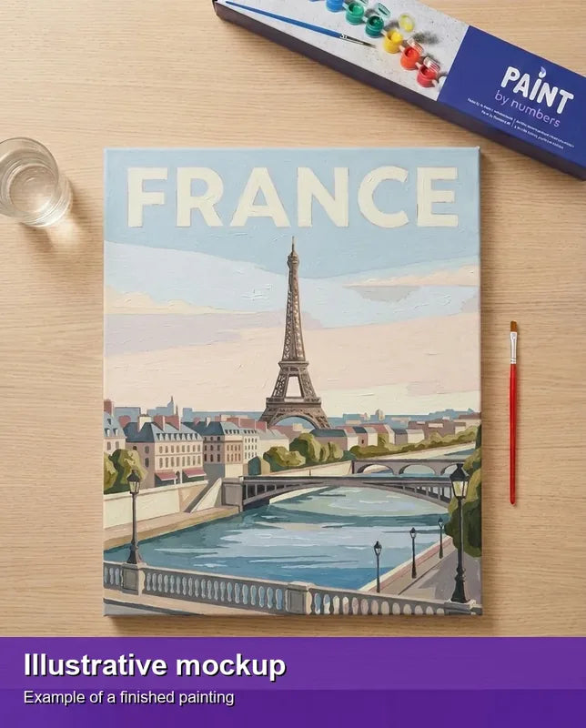 Valmiin numeromaalauksen havainnekuva - France Travel Poster 40x50cm