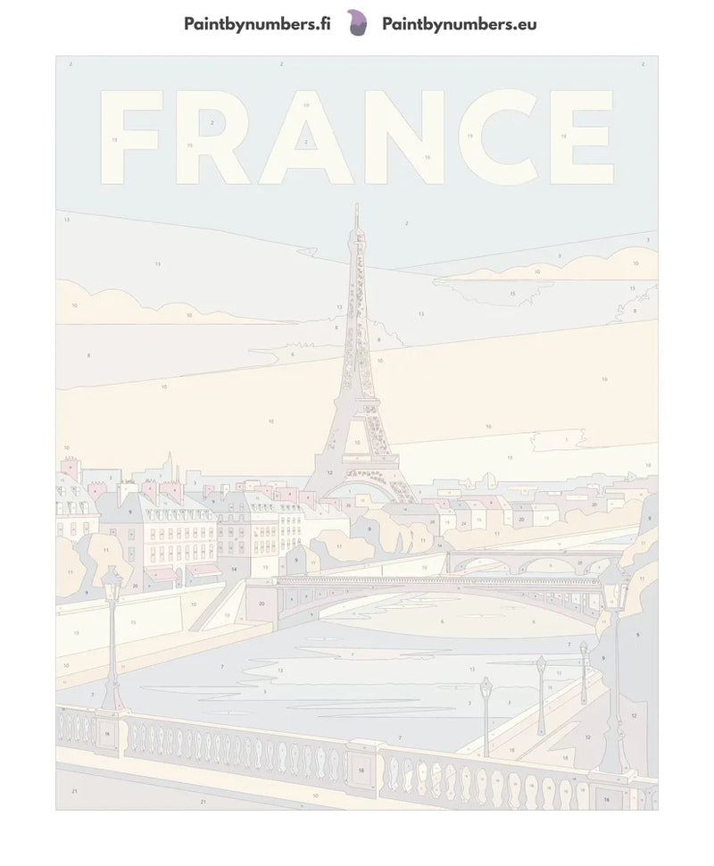 Numeroitu kangas - France Travel Poster 40x50cm
