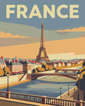 Thumbnail for Ranska travel poster numeromaalaus, Eiffel-torni ja Pariisin jokimaisema