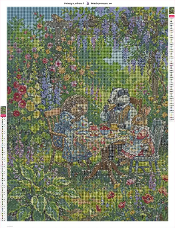 Garden Tea Party timanttimaalauksen liimapintainen canvas 60x80cm