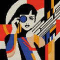 Thumbnail for Geometric Woman with Monocle, 50x50 cm timanttimaalaus – koko kuvion esikatselu ilman lähikuvaa