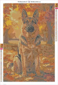 Thumbnail for German Shepherd in Autumn timanttimaalauksen liimapintainen canvas 40x60cm