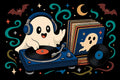 Thumbnail for Kummitus DJ levysoittimella ja vinyylilevyillä numeromaalaus.