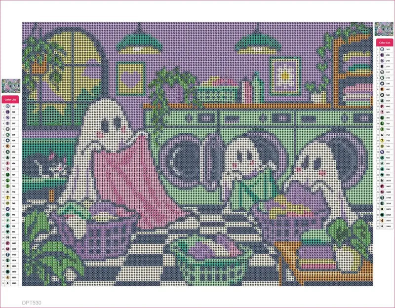 Ghosts at the Laundromat timanttimaalauksen liimapintainen canvas 40x30cm
