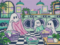 Thumbnail for Ghosts at the Laundromat, 40x30 cm timanttimaalaus – koko kuvion esikatselu ilman lähikuvaa