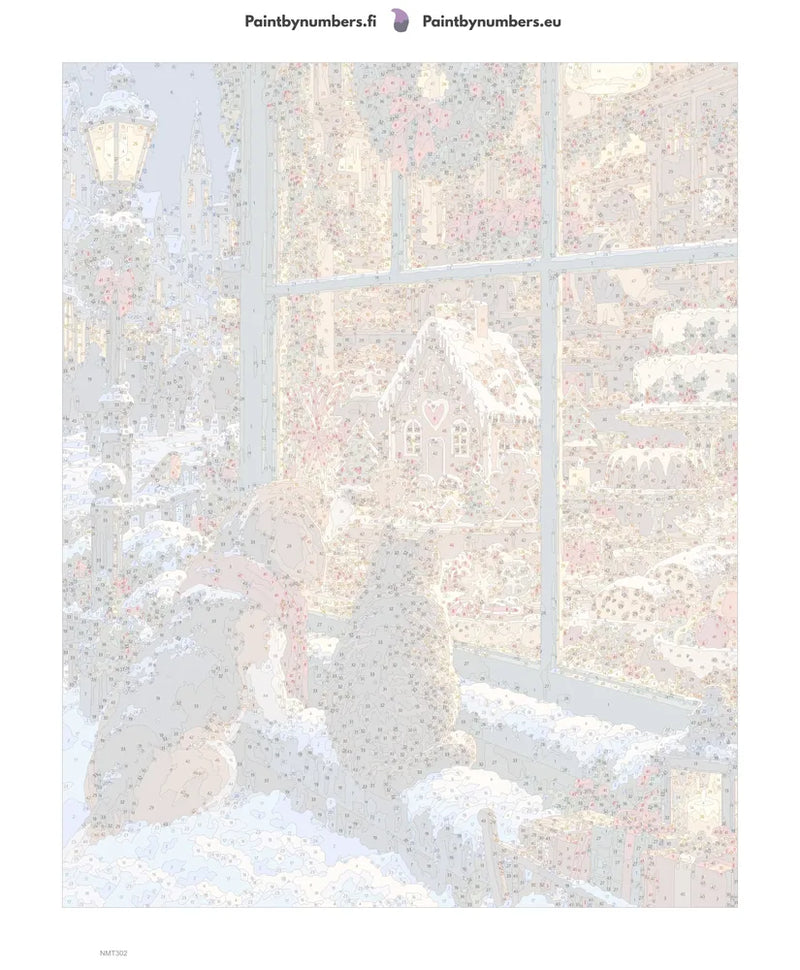 Numeromaalaus: Numeroitu kangas - Gingerbread Window 40x50cm