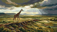 Thumbnail for Kirahvi savannilla numeromaalaus, dramaattinen taivas ja auringonsäteet.