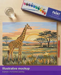 Thumbnail for Valmiin numeromaalauksen havainnekuva - Giraffe on Savannah 50x40cm