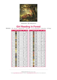 Thumbnail for Girl Reading in Forest timanttimaalauksen värikartta – 46 DMC-väriä