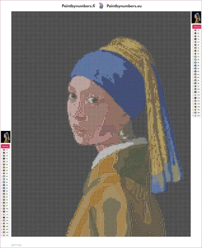 Girl With A Pearl Earring timanttimaalauksen liimapintainen canvas 40x50cm