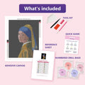 Thumbnail for Girl With A Pearl Earring 40x50cm timanttimaalauspaketin sisalto: liimapintainen canvas, varikartta, tyokalut ja timanttipussit