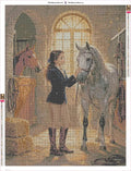Thumbnail for Girl with Horses timanttimaalauksen liimapintainen canvas 60x80cm