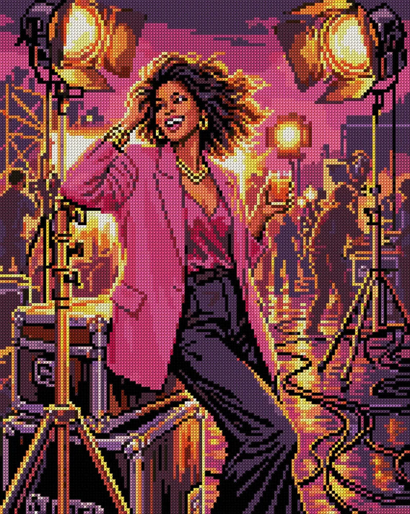Glamorous Woman On Film Set, 40x50 cm timanttimaalaus – koko kuvion esikatselu ilman lähikuvaa