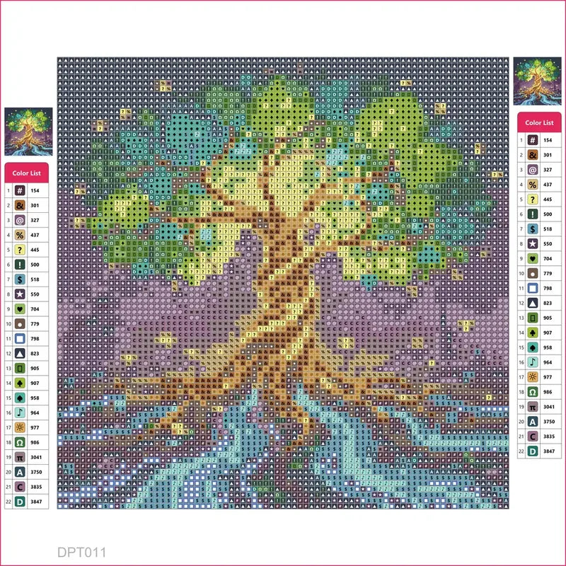 Glowing Tree timanttimaalauksen liimapintainen canvas 20x20cm