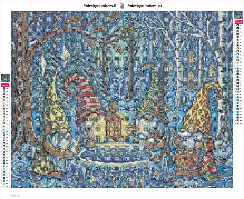 Gnome Gathering timanttimaalauksen liimapintainen canvas 50x40cm