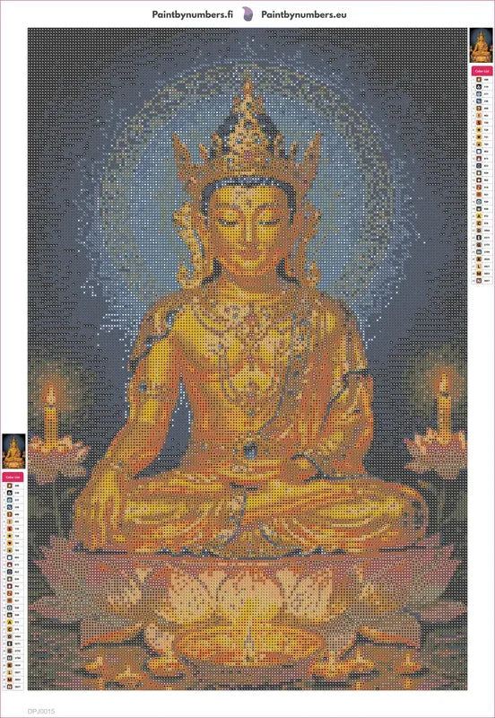 Golden Buddha timanttimaalauksen liimapintainen canvas 40x60cm
