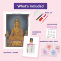 Thumbnail for Golden Buddha 40x60cm timanttimaalauspaketin sisalto: liimapintainen canvas, varikartta, tyokalut ja timanttipussit